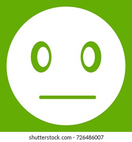 Suspicious emoticon white isolated on green background. Vector illustration