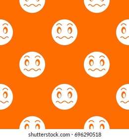 Suspicious emotpattern repeat seamless in orange color for any design. Vector geometric illustration