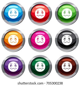 Suspicious emotset icon isolated on white. 9 icon collection vector illustration