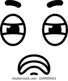 Suspicious face expression. Comic style skeptic doodle