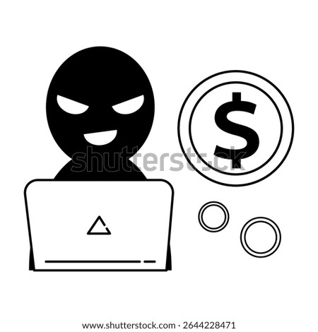 Suspicious hacker committing online dollar fraud