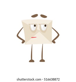 Suspicious Humanized Letter Paper Envelop Cartoon Character Emoji Illustration