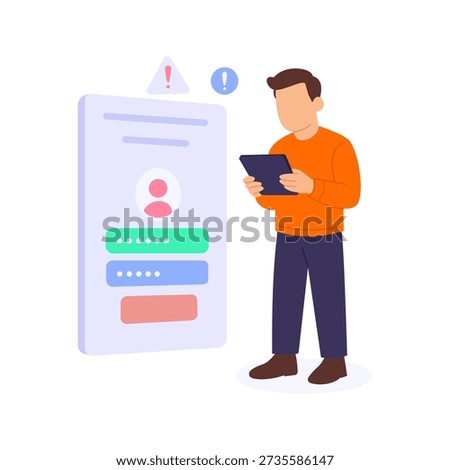 Suspicious Login Detection, identifying abnormal authentication attempts quickly, Flat vector character illustration