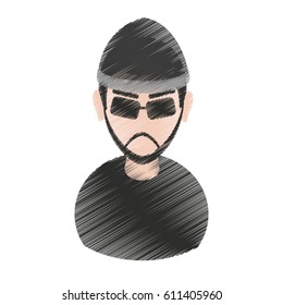 suspicious looking man criminal icon image 