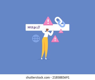 Suspicious And Malicious Links. Security System. Link Is Not Secure. A User Tries To Access A Malicious Site. Safe Browsing And Alerts. Technology. Illustration Concept Design. Software, Antivirus