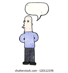 suspicious man with speech bubble