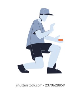 Suspicious Man Stranger Offering Candy to Somebody Vector Illustration