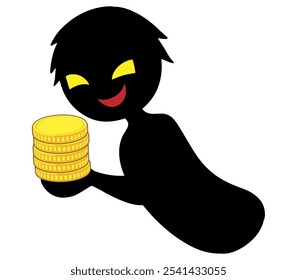 Suspicious money and black silhouette of villain image material