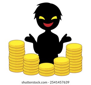 Suspicious money and black silhouette of villain image material