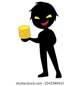 Suspicious money and black silhouette of villain image material