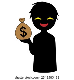 Suspicious money and black silhouette of villain image material