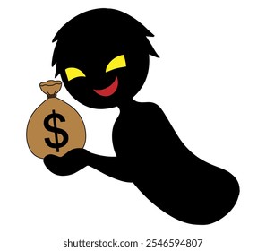 Suspicious money and black silhouette of villain image material