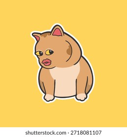 Verdächtige Orange Katze Meme Aufkleber Vektor Niedliche Illustration