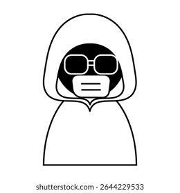 Suspicious person with hidden face icon