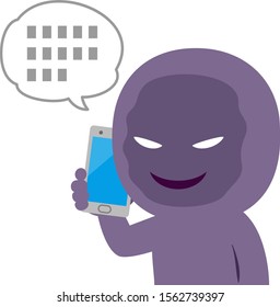 Suspicious person talking on a mobile phone