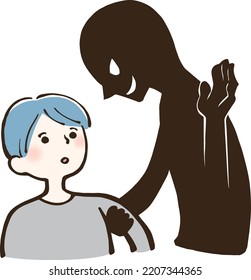 Suspicious person trying to kidnap a boy Illustration