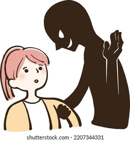 Suspicious person trying to kidnap a girl Illustration