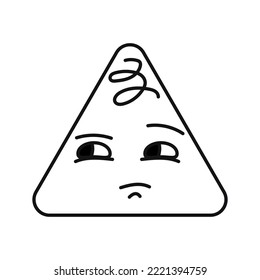 Suspicious  triangular character color line icon. Mascot of emotions. Pictogram for web page, mobile app, promo.