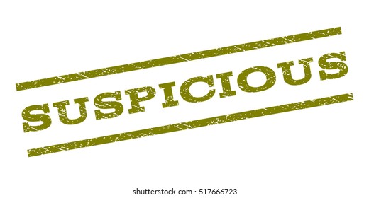 Suspicious watermark stamp. Text caption between parallel lines with grunge design style. Rubber seal stamp with dirty texture. Vector color ink imprint on a white background.