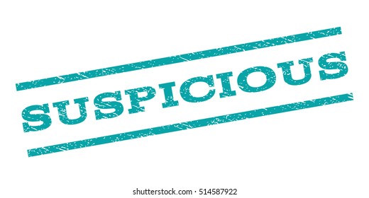 Suspicious watermark stamp. Text tag between parallel lines with grunge design style. Rubber seal stamp with unclean texture. Vector color ink imprint on a white background.