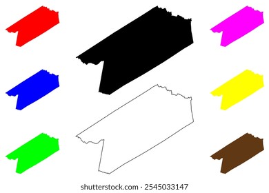 Condado de Sussex, Commonwealth da Virgínia (Condado dos EUA, Estados Unidos da América, EUA, EUA) mapa ilustração vetorial, esboço de rabisco Mapa de Sussex