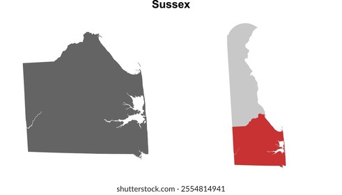 Sussex County (Delaware) blank outline map set