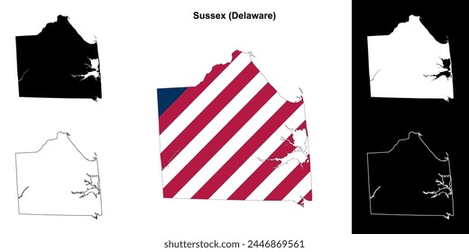 Sussex County (Delaware) outline map set