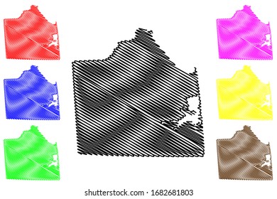 Sussex County, Delaware (U.S. county, United States of America,USA, U.S., US) map vector illustration, scribble sketch Sussex map