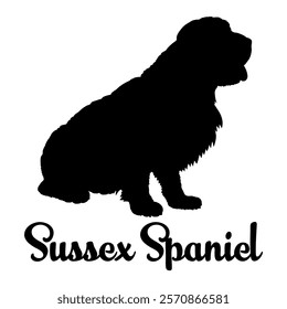 Sussex Spaniel. dog silhouette, dog breeds, logo, vector, silhouette,  animal, illustration, icon, sign, design, black, symbol, pet, love
