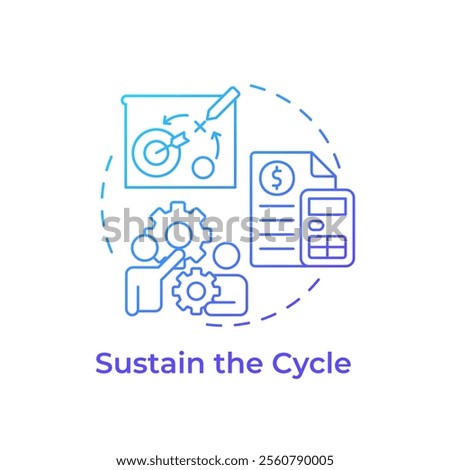 Sustain cycle blue gradient concept icon. 5S methodology. Continuous improvement. Long-term maintenance. Round shape line illustration. Abstract idea. Graphic design. Easy to use in article