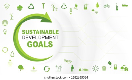 Sustain and Green Business template background for Sustainable development goals concept