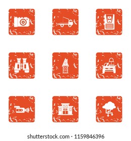 Sustain icons set. Grunge set of 9 sustain vector icons for web isolated on white background