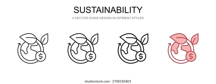 Sustainability in 4 different styles vector illustration