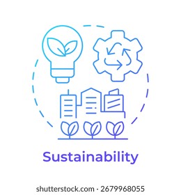 Sustainability blue gradient concept icon. Minimizing environmental impacts. Corporate social responsibility. Round shape line illustration. Abstract idea. Graphic design. Easy to use in booklet