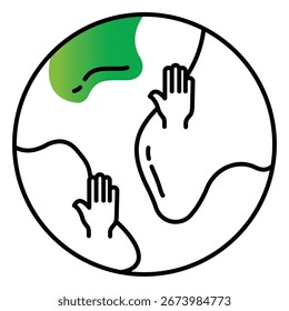 Concepto de sostenibilidad Manos con diseño de íconos de Ilustración vectorial terrestre