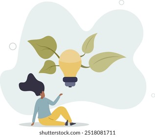 Sustainability concept illustration.reducing CO2 emission by using green energy .flat design with people.