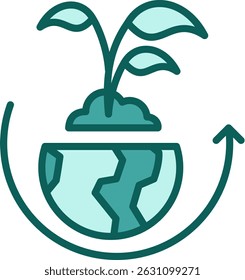Sustainability Continuous Icon Solid Vector Illustration