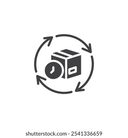 Sustainability and control vector icon. filled flat sign for mobile concept and web design. Product Lifecycle Management glyph icon. Symbol, logo illustration. Vector graphics