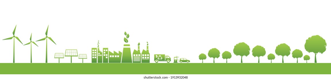 Sustainability development , Ecology friendly, think green and Green Industries Business concept banner, Vector illustration 