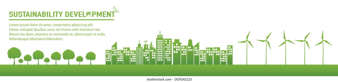 Sustainability development , Ecology friendly, Think green and Green Industries Business concept banner, Vector illustration 