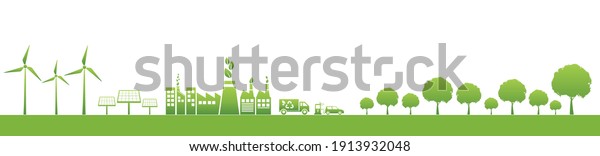 Sustainability development , Ecology friendly, think\
green and Green Industries Business concept banner, Vector\
illustration 