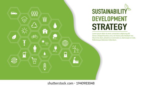 Sustainability development strategy background and template, vector illustration