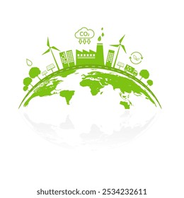 Sustainability development symbol, ESG, green energy, sustainable industry, ecological production concept banner. Environmental, Social, Corporate Governance, Vector illustration