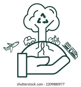 Sustainability eco-friendly energy flat icon. Green eco transportation environment concept. Simple vector illustration.