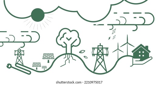 Sustainability eco-friendly energy flat icon. Green eco environment concept. Simple vector illustration.