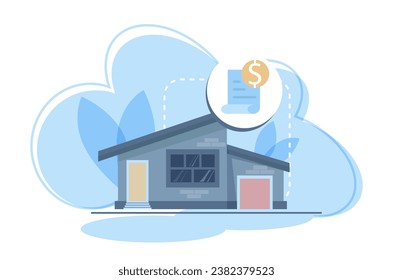 Sustainability and energy efficiency. Assessing energy class of home based on electricity and heating use. Reducing electricity consumption and caring for nature. Cartoon flat vector illustration