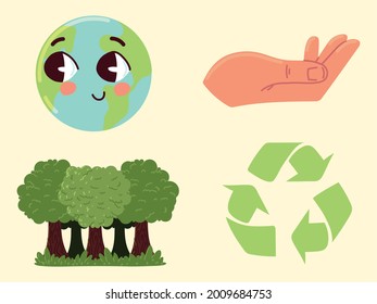sustainability or environmental icon set