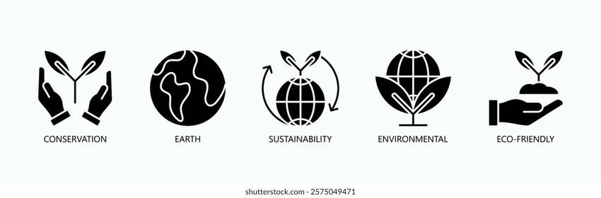 Sustainability And Environmental Icon Set Isolated Vector With Icon Of Conservation, Earth, Sustainability, Environmental, Eco Friendly In Glyph Style