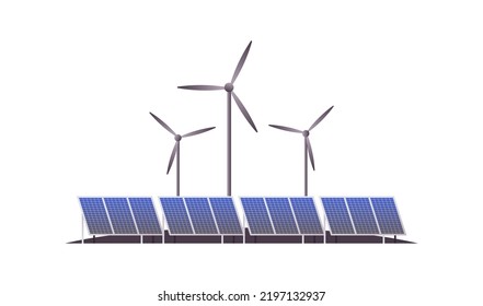 Sustainability and esg, green, energy, sustainable industry with windmills and solar energy panels, environmental, social, corporate governance concept flat vector illustration.