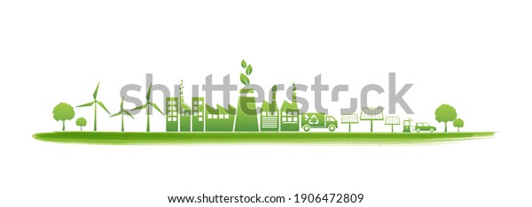 Sustainability and Green Industries Business concept\
banner, Vector illustration\
